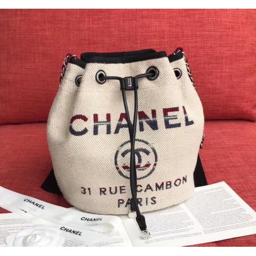Чанта от телешка кожа CHANEL Tweed, златист метал, AS0455, кремава