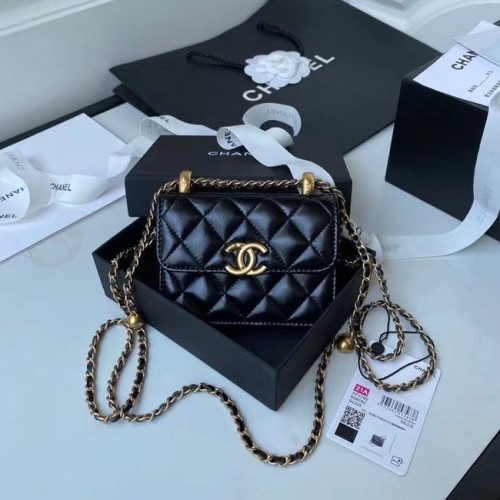 Мини портфейл CHANEL на верижка AP2290 черен