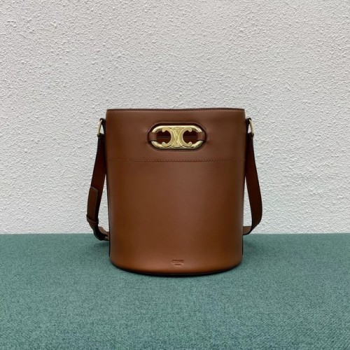 Чанта Celine BUCKET от лъскава телешка кожа 193043 кафява