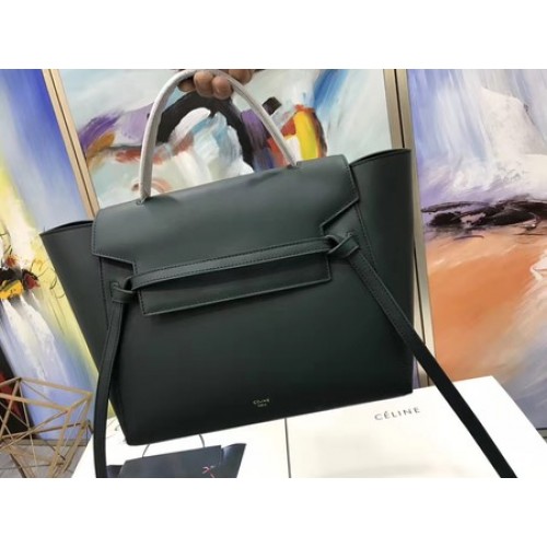 Чанта Celine за колан от естествена кожа C3349 зелена
