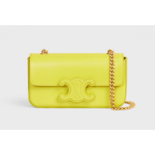 Чанта за рамо Celine с верижка Triomphe от лъскава телешка кожа 199243 ANIS