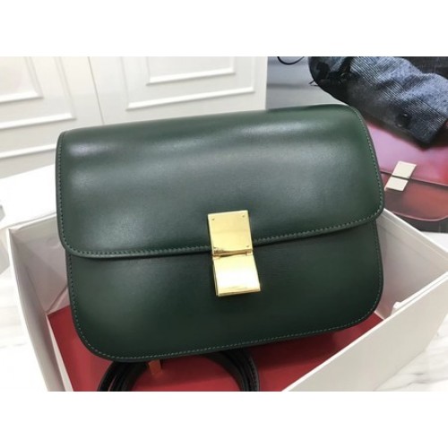 Чанта Celine Classic Box Flap от оригинална телешка кожа 3378 Atrovirens
