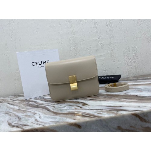 Чанта Celine Classic Box Teen Flap от оригинална телешка кожа 3379 сива