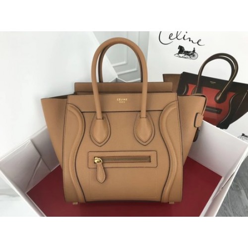 Чанта Celine Luggage Micro Tote от оригинална кожа CLY33081M от кайсия