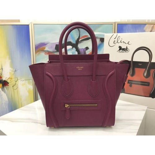 Чанта Celine Luggage Micro Tote от оригинална кожа CLY33081M в лилаво