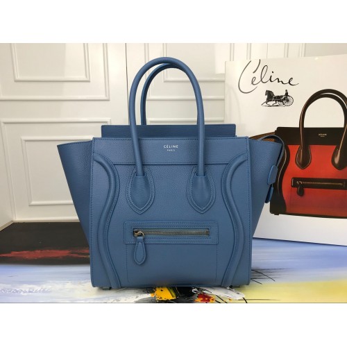 Чанта Celine Luggage Micro Tote от оригинална кожа CLY33081M синя