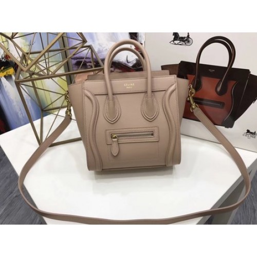 Чанта Celine Luggage Nano Tote от оригинална кожа CC3560, цвят кайсия