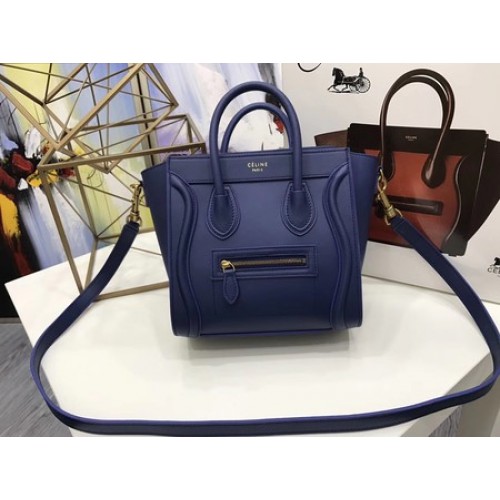Чанта Celine Luggage Nano Tote от оригинална кожа CC3560 синя