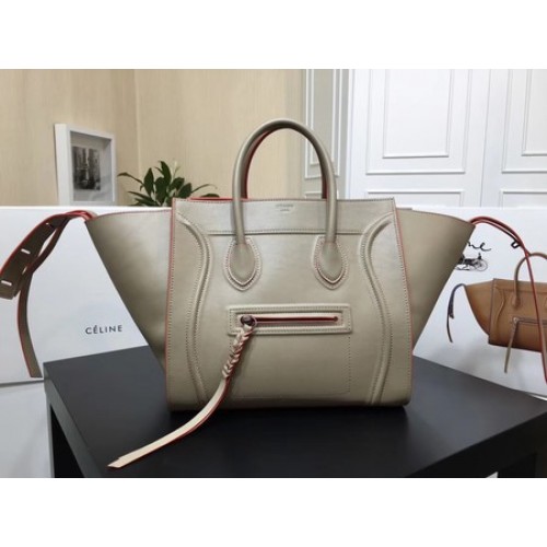 Чанта Celine Luggage Phantom Tote от телешка кожа CT3372 сива и оранжева