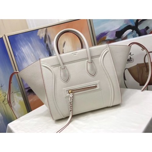 Чанта Celine Luggage Phantom Tote от телешка кожа CT3372 от бяла кожа