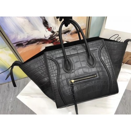 Чанта Celine Luggage Phantom от крокодилска кожа CT3372 черна
