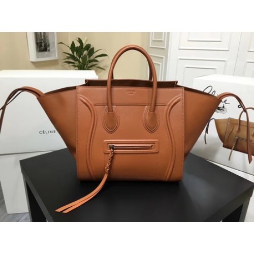 Чанта Celine Luggage Phantom Tote от гладка кожа CT3372 кафява