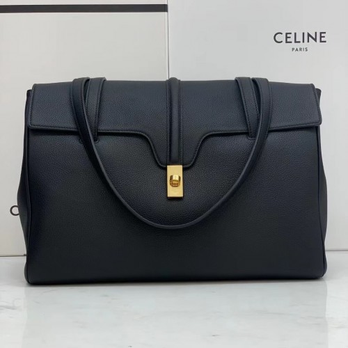 Celine СРЕДНО МЕКА ЧАНТА 16 ОТ ГЛАДКА ТЕЛЕШКА КОЖА CR94043 черна
