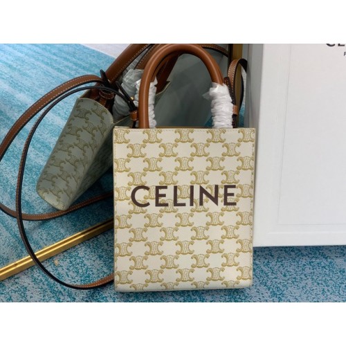 Celine MINI CABAS VERTICAL ОТ ТРИУМФАЛНО ПЛАТНО 194372 бяло