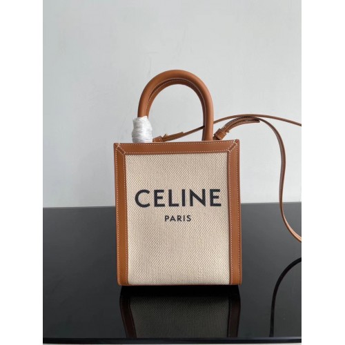 Celine МИНИ КАБАС ВЕРТИКАЛЕН ТРИУМФАЛЕН ПЛАТЕН ЧАНТ CL01541 Кафяв