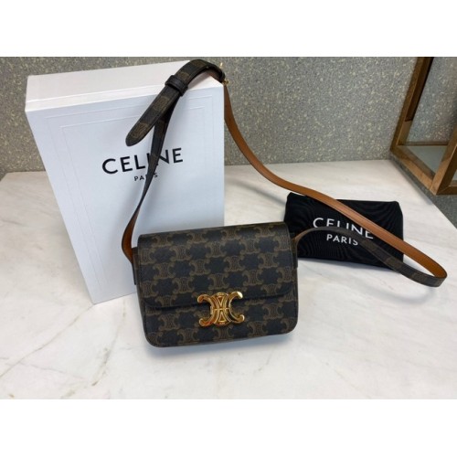 МИНИ ФОЛКО ЧАНТА Celine В TRIOMPHE CANVAS CL01503 тен