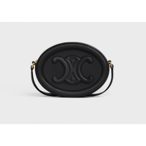 Celine овална чанта от гладка телешка кожа 198603 черна