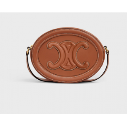 Celine овална чанта CUIR TRIOMPHE от гладка телешка кожа 198603, кафяво