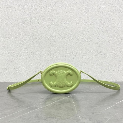 Celine овална чанта CUIR TRIOMPHE от гладка телешка кожа 198603 зелена