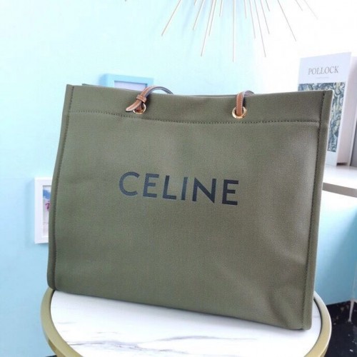 Оригинална кожена пазарска чанта Celine CL92172 черно-зелена