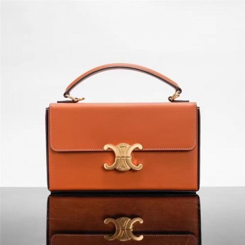 Celine МАЛКА ТРИОМФОРТНА ЧАНТА ОТ ГЛАДКА ТЕЛЕШКА КОЖА 199992, КАФЯВО