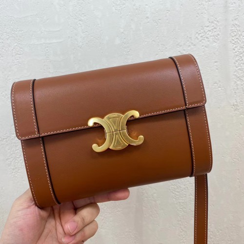 Чанта Celine TEEN TRIOMPHE от лъскава телешка кожа 195263 кафява