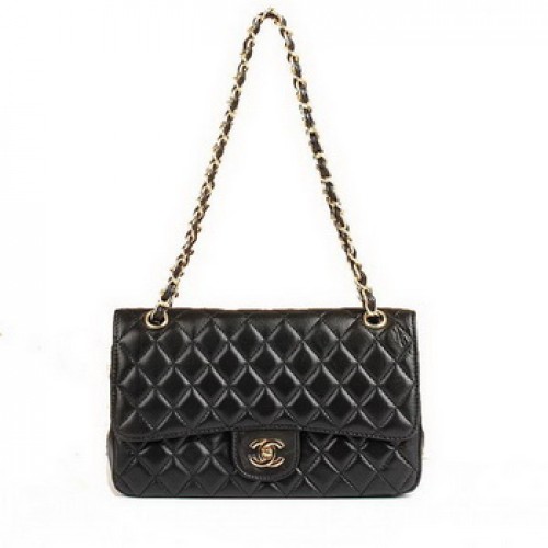 Чанта Chanel 2.55 Series Flap 1112 Черна кожа със златен обков