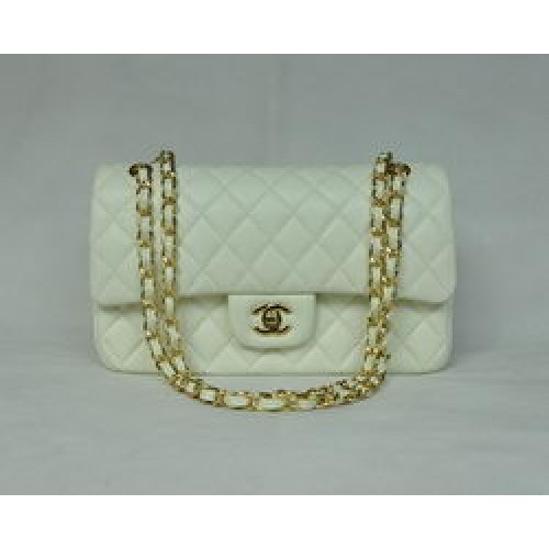 Класическа чанта Chanel Flap 1112 Бежова кожа със златен обков