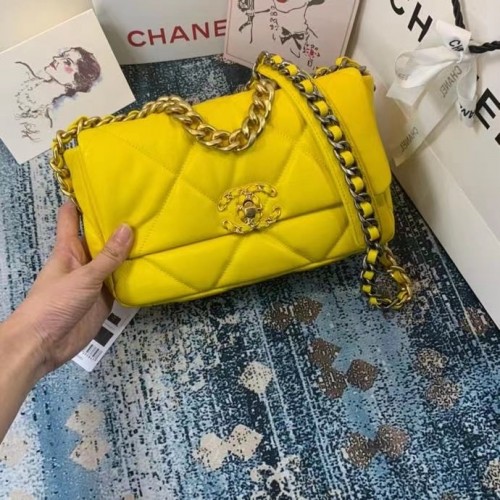 Чанта с капак Chanel 19 AS1160 AS1161 AS1162 жълта