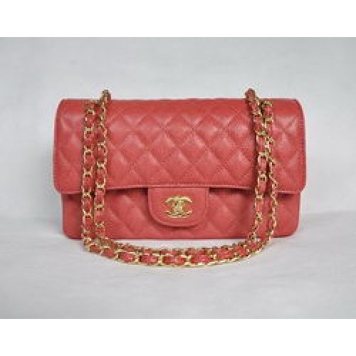 Чанта Chanel 2.55 Quilted Flap 1112 Червена със Златни Обкови