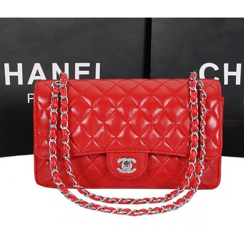 Чанта Chanel 2.55 Series 1112 Червена овча кожа Сребриста