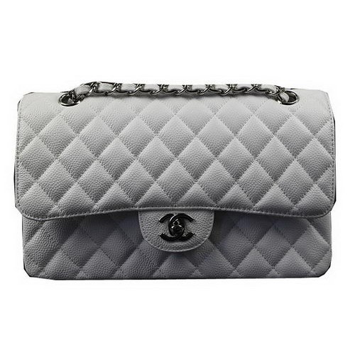 Чанти Chanel серия 2.55, бели, с шарка Cannage, кожени, CFA1112, сребристи