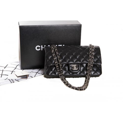 Чанта Chanel 2.55 Series Black Original Classic Flap A01112 Silver