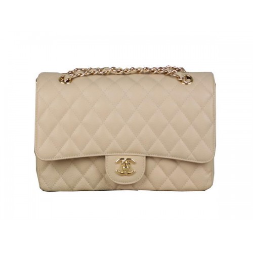Чанта Chanel 2.55 Series Classic Flap 1112 с кайсиев мотив, оригинална кожа и златист цвят