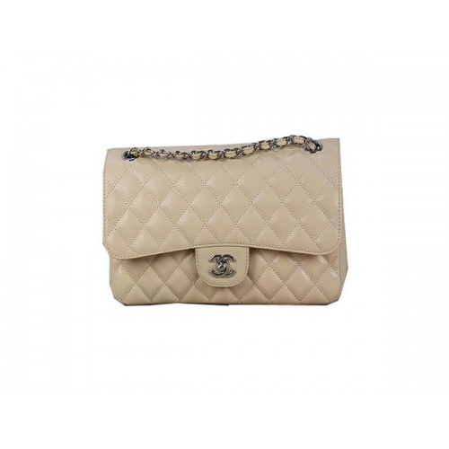 Чанта Chanel 2.55 Series Classic Flap 1112 Apricot Original Cannage Pattern Leather Silver