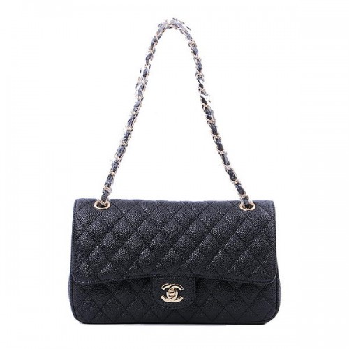Чанта Chanel 2.55 Series Classic Flap 1112 Черна с шарка Cannage Gold