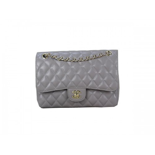 Чанта Chanel 2.55 Series Classic Flap 1112 сива, оригинална, кожена, златиста