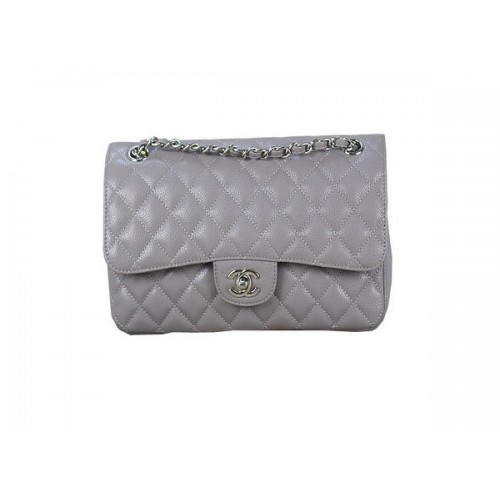 Чанта Chanel 2.55 Series Classic Flap 1112 сива, оригинална, кожена, сребриста