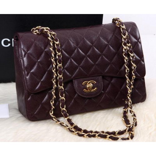 Чанта Chanel 2.55 Series Flap, оригинална, Cannage Pattern, кожена, A1112, бордо