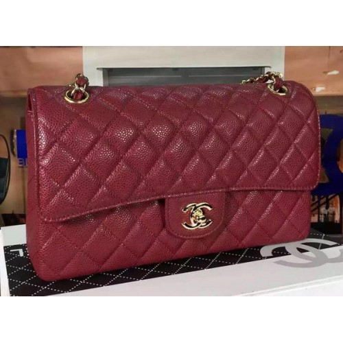 Чанта с капак Chanel серия 2.55, бордо, с шарка на Cannage, кожена, CF8024, златиста