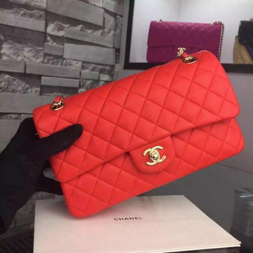 Чанта Chanel серия 2.55 Flap от еленова кожа A1112 червена