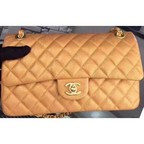 Чанта Chanel 2.55 Series Flap, златиста, Cavier, кожа A05480, златиста