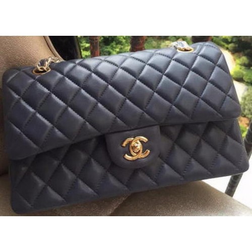 Чанта Chanel 2.55 Series Flap, сива, оригинална кожа A01112, златиста