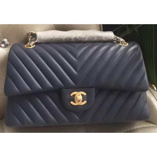 Чанта Chanel 2.55 Series Flap, агнешка кожа Chevron, A1112CF, кралско злато