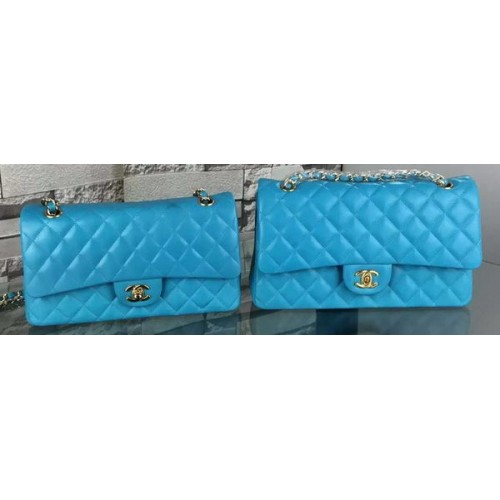 Чанта Chanel серия 2.55 Flap от агнешка кожа A5024 син