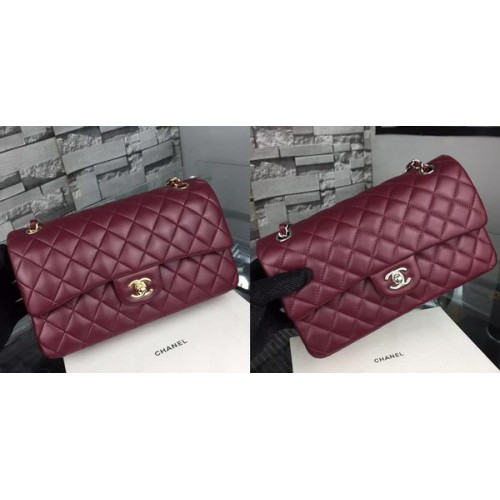 Чанта Chanel 2.55 Series Flap от агнешка кожа A5024 бордо