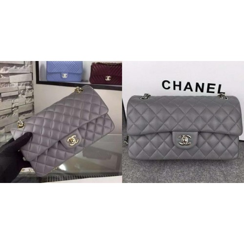 Чанта Chanel серия 2.55 Flap от агнешка кожа A5024 сива