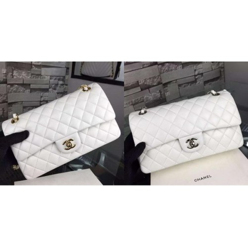 Чанта Chanel серия 2.55 Flap от агнешка кожа A5024 бяла