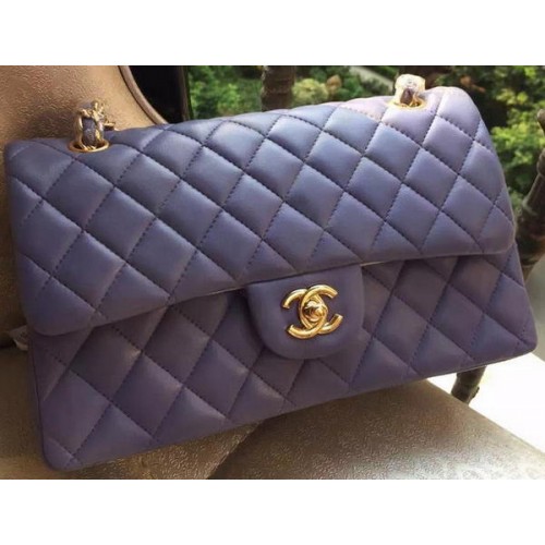 Чанта Chanel 2.55 Series Flap, лавандула, оригинална кожа A01112, златиста