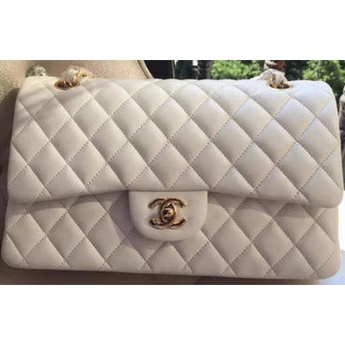 Чанта Chanel 2.55 Series Flap, бяла, оригинална кожа A01112, златиста